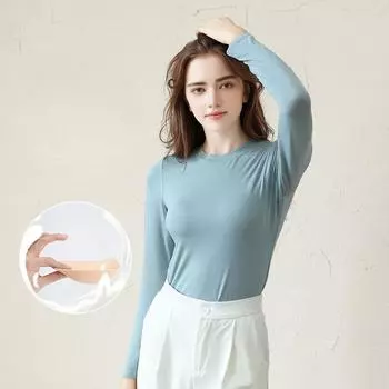 Новая футболка с круглым вырезом и длинными рукавами, модные эластичные тонкие облегающие повседневные спортивные футболки для йоги с грудью, мягкое нижнее белье, топ M чёрный