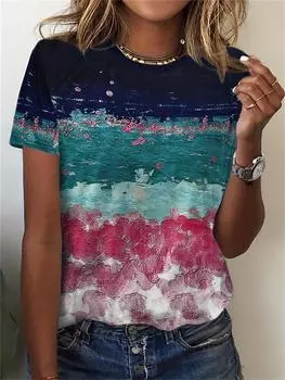 Новая футболка с круглым вырезом и принтом граффити 3D для женщин S