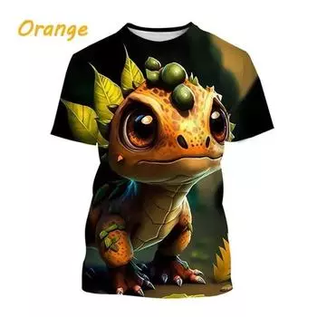 Новая футболка с милым драконом и 3D принтом, футболки с забавными животными, модные футболки с круглым вырезом и короткими рукавами, динозавр, унисекс, уличная одежда, верхняя одежда, одежда 100