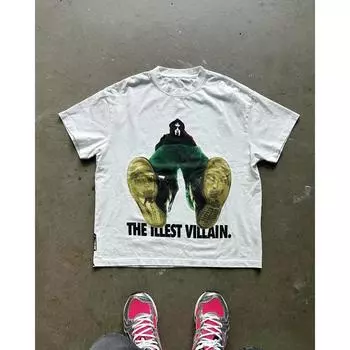 Новая футболка с принтом европейских и американских персонажей из мультфильмов для мужчин Y2k Harajuku повседневная свободная футболка из чистого хлопка с коротким рукавом S