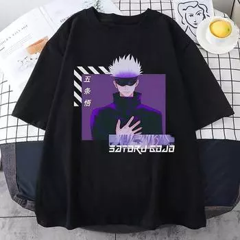Новая футболка с принтом Satoru Gojo, женская футболка унисекс для подростков, модные аниме Harajuku, повседневные топы с короткими рукавами, футболки 4XL
