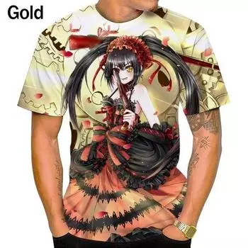 Новая футболка унисекс с 3d принтом «Аниме DATE A LIVE Kurumi Tokisaki», повседневная футболка в стиле Харадзюку с короткими рукавами XS