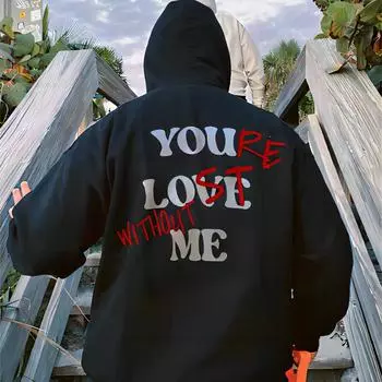 Новая футболка Y2K, толстовка с принтом в стиле хип-хоп Letter Minus Two, капюшоном и карманами M