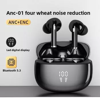 Новая гарнитура Bluetooth 5.3 с функцией активного шумоподавления ENC Кнопка Аккумулятор Сверхдолгий Срок Службы TWS чёрный
