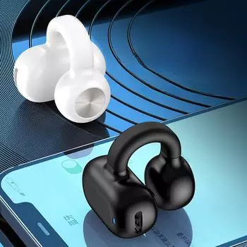 Новая гарнитура Bluetooth Ear Clip — воздушная проводимость, одно ухо, удобная посадка, длительное время работы от батареи Pearlescent bag чёрный