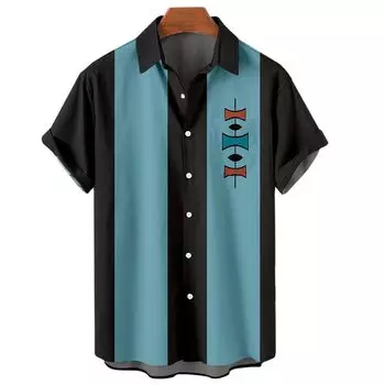 Новая гавайская мужская повседневная рубашка унисекс с короткими рукавами и принтом в полоску с 3D-принтом в европейском стиле S