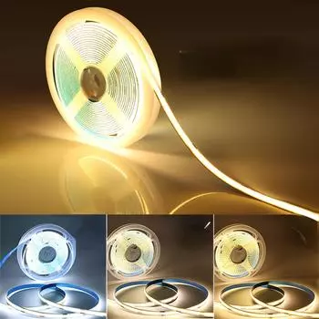 Новая гибкая светодиодная лента Cob длиной 16,4 фута — холодный белый, естественный и теплый свет для гостиной, шкафа, прилавка — идеально подходит для дома, дек. 3m