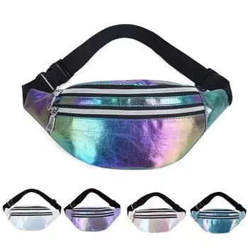 Новая голографическая поясная сумка с голограммой, лазерная ПУ пляжная дорожная сумка-бананка на хип-бомбе, женская поясная сумка для девочек