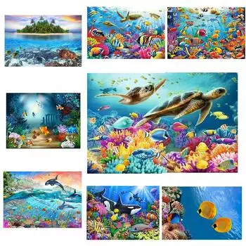 Новая гостиная Подводный мир Пейзаж 5DDIY Алмазная картина Украшение дома Дельфин Черепаха Акула Морская жизнь Настенное искусство Full Round 20x30CM