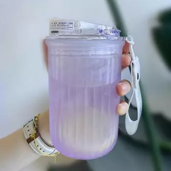 Новая градиентная матовая кофейная чашка, уличный портативный мужской и женский стакан с заварочным устройством для чая, пластиковая соломенная чашка для воды 480ML