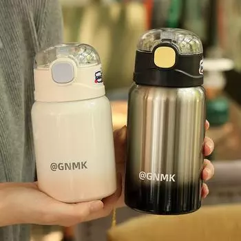 Новая градиентная термокружка высокого уровня Ins Wind женская соломенная кружка для воды портативная уличная нержавеющая сталь 350ml