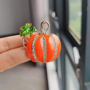 Новая Хэллоуинская брошь в виде тыквы со стразами, аксессуары для пиджака и свитера, брошь, европейская и американская декоративная булавка-капельница