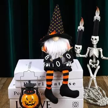 Новая Хэллоуинская метла ведьма черный флаг длинные ноги высокая шляпа гном безликая кукла старик тыквенная композиция украшение