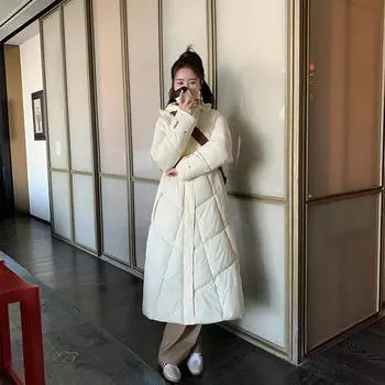 Новая хлопковая одежда для женщин, зимняя, большого размера, корейская версия, свободная, большая, стеганая, хлопковая одежда, толстая, MM, утолщенная, длинная куртка S чёрный