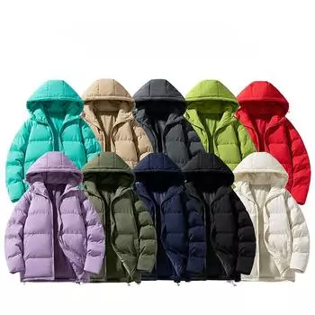 Новая хлопковая одежда Мужская одежда с капюшоном Хлопковая одежда Парная повседневная хлопковая одежда с капюшоном Молодежная модная брендовая однотонная хлопковая одежда M чёрный