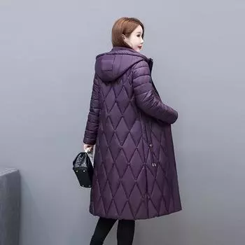 Новая хлопковая одежда женская длинная до колена легкая хлопковая куртка женская куртка с капюшоном зимнее женское пальто XL красный