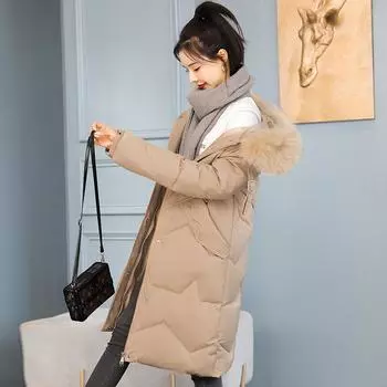 Новая хлопковая пуховая куртка для женщин, толстая свободная хлопковая куртка мм, средней длины, утягивающая хлопковая куртка и модная куртка оверсайз L