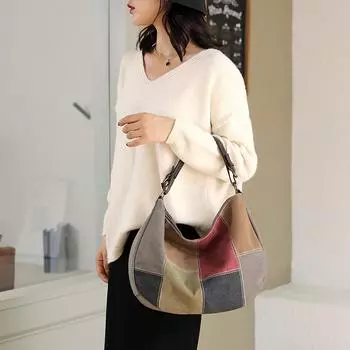 Новая холщовая сумка, простая ретро-стежка, цветная большая сумка, модная женская сумка, корейская сумка через плечо, модная сумка-мессенджер