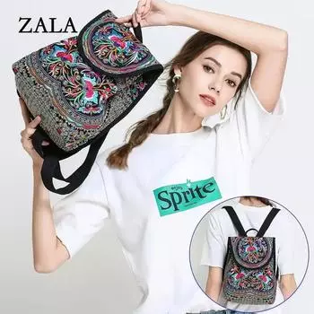Новая холщовая сумка с вышивкой в этническом стиле Юньнань, сумка для взрослых и детей, школьная сумка, женский рюкзак с вышивкой на плечо 26x13x36cm
