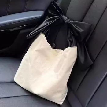 Новая холщовая сумка-тоут большой вместимости, дизайнерская модная женская сумка через плечо, роскошная универсальная сумка с бантом на плече