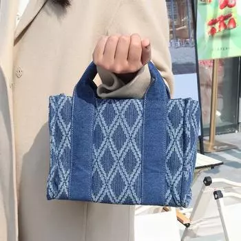 Новая холщовая сумка женская джинсовая сумка через плечо повседневная универсальная женская сумка из ткани для переноски вручную темно-синий