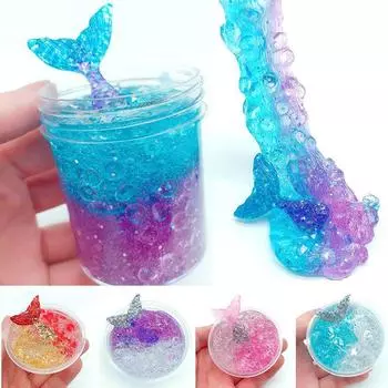 Новая хрустальная русалка, пушистая желейная слизь, глиняная игрушка, ароматная игрушка для снятия стресса, игрушка для снятия стресса 60 ml золотой/красный