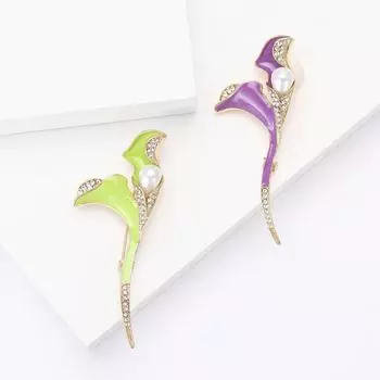 Новая художественная эмалевая жемчужина тюльпан брошь изысканный маленький свежий женский костюм пальто цветок на груди ювелирные изделия зелёный