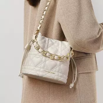 Новая и модная корейская версия сумки через плечо на одно плечо, модная сумка-ведро с цепочкой, маленькая сумка для переноски