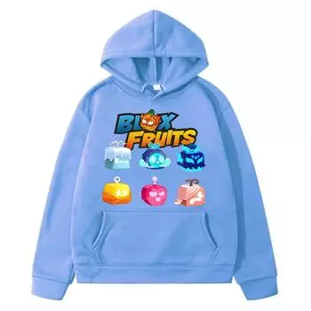 Новая игра Blox Fruits Autumn аниме толстовка с капюшоном флисовая толстовка мальчик свитер Kawaii толстовки куртка y2k sudadera детская одежда для девочек 130 чёрный