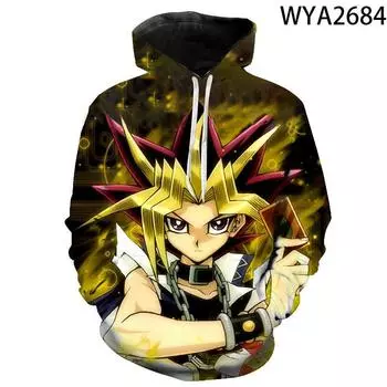 Новая игра Yu Gi Oh 3D Print Hoodies Мужчины Женщины Хип-хоп оверсайз Hoodie Пуловеры Толстовки с капюшоном Спортивные костюмы Пальто Детская одежда S