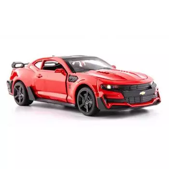 Новая игрушечная модель автомобиля Camaro 1/32 из цинкового сплава, литая под давлением, с 4 открывающимися дверями, звуком и светом, подходит для мальчиков, подарочная коллекция красный