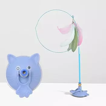 Новая игрушка для кошек из перьев и стальной проволоки с присоской, созданная для того, чтобы развеять скуку и повысить комфорт кошек One Size синий