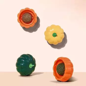 Новая игрушка для кошек Тыква Кошачья мята Веселое облизывание мяча Кошка Самоудовлетворение Вращающийся мяч Забавная игрушка для кошек Питомец 5.9*5.9*4.5cm