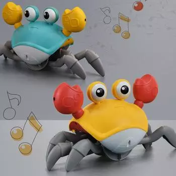 Новая игрушка для малышей «Ползающий краб» Автоматически избегает препятствий Детская интерактивная игрушка Ползающие интерактивные крабики-беглецы Ходьба Танцы синий