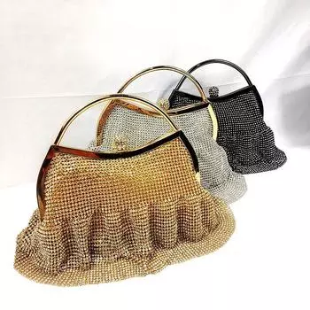 Новая инкрустированная бриллиантами сумка для ужина, бриллиантовая сумочка, бриллиантовая женская банкетная сумка, высококачественный клатч со стразами. чёрный