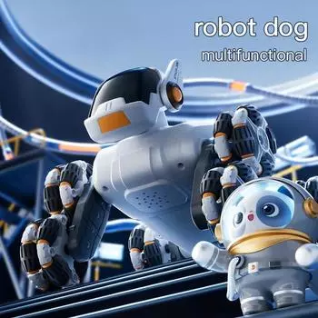 Новая интеллектуальная электрическая машина собака восьмиколесный хвостовой распылитель трюковой робот с дистанционным управлением с четырьмя навыками детская просветительская игрушка 1 Battery белый