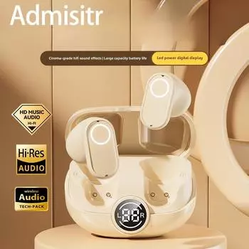 Новая интеллектуальная беспроводная Bluetooth-гарнитура с функцией шумоподавления и ИИ-шумоподавления с короткой ручкой обеспечивает длительный срок службы для занятий спортом без боли чёрный