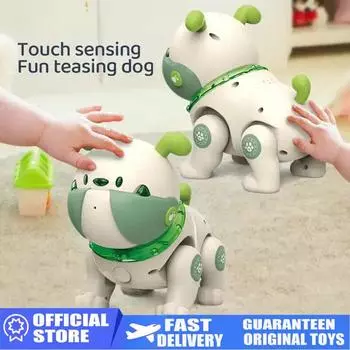 Новая интеллектуальная программируемая игрушка, радиоуправляемые игрушки для домашних животных, интерактивные голосовые и сенсорные танцевальные музыкальные пульты дистанционного управления, мультяшный робот-собака фиолетовый