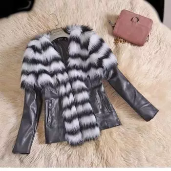 Новая искусственная кожа из меха енота, женская одежда, кожаная куртка S