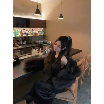 Новая искусственная лисья шерсть молодая шуба женская зимняя с коротким воротником Интернет знаменитость шуба тонкая XS size (80-47.5 kg)