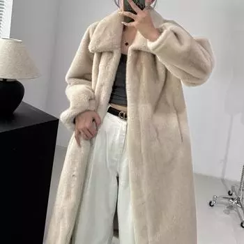 Новая искусственная шуба из экологически чистого меха, длинная искусственная норковая шуба для женщин one siz