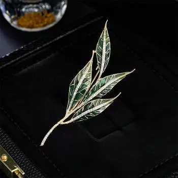 Новая ивовая листовая мода литературная эмалевая брошь свежая и сладкая высококачественная ветка листовая булавка для пиджака корсаж зелёный