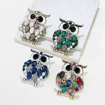 Новая изысканная ретро-брошь в виде совы из сплава со стразами, высококачественная универсальная женская одежда, ювелирное украшение-булавка для корсажа