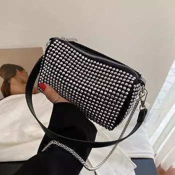 Новая изысканная сумка-седло Diamond Saddle Crossbody в стиле вестерн чёрный