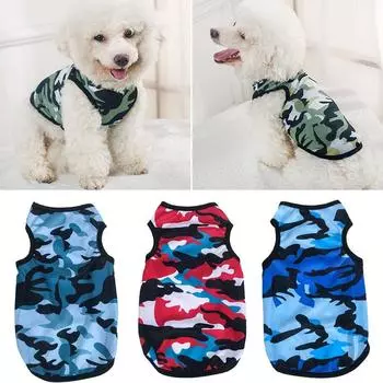 Новая камуфляжная майка для домашних животных, модная жилетка для маленьких собак, мягкая рубашка для щенков, солнцезащитная футболка для щенков, одежда для домашних животных XS