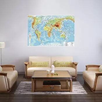 Карта мира на русском языке Географическая карта Обои Домашний декор Школьные канцелярские принадлежности Декоративная подвесная картина 59cm*42cm(Canvas)