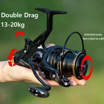 Новая катушка для ловли карпа, спиннинговая катушка QH3000-9000, прочная, двойной фрикцион 20 кг, морская катушка для рыбалки Carretilha Pesca 3000 Series