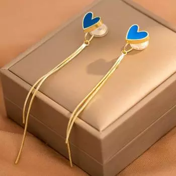 Новая катушка от комаров без ушей, зажим для ушей в форме персикового сердца, длинная милая серьга с кисточкой для девочек без отверстий