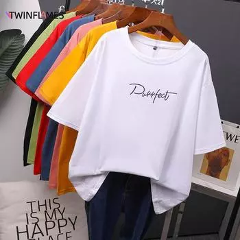 Новая кавайная одежда, женские хлопковые футболки большого размера, летняя новая футболка с принтом, мягкий женский джемпер, топ M темно-синий