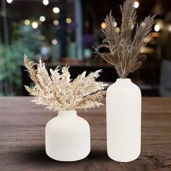 Новая керамическая «Белая цилиндрическая ваза» 5 и 9 дюймов | Декоративная круглая ваза для сухоцветов и пампасной травы | Вазы для домашнего декора